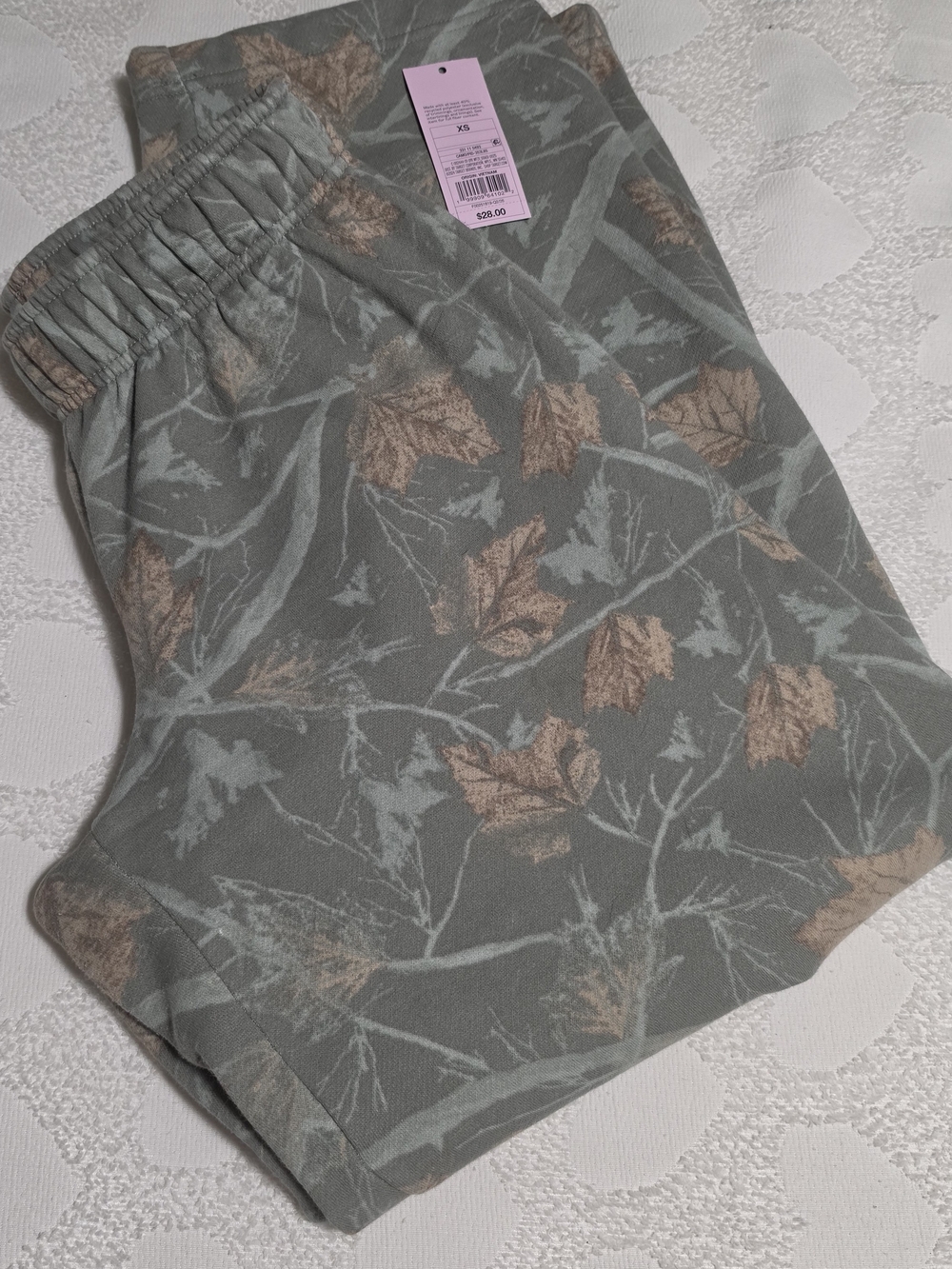 Target Olive Green Shorts with Tan Leaf Print